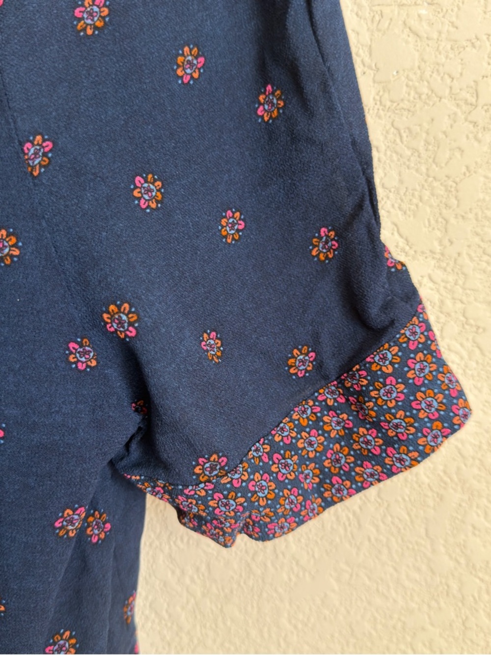 French Connection Mixed Floral Boho V-Neck Mini Dress Size 8 Navy Pink Orange - Picture 15 of 16